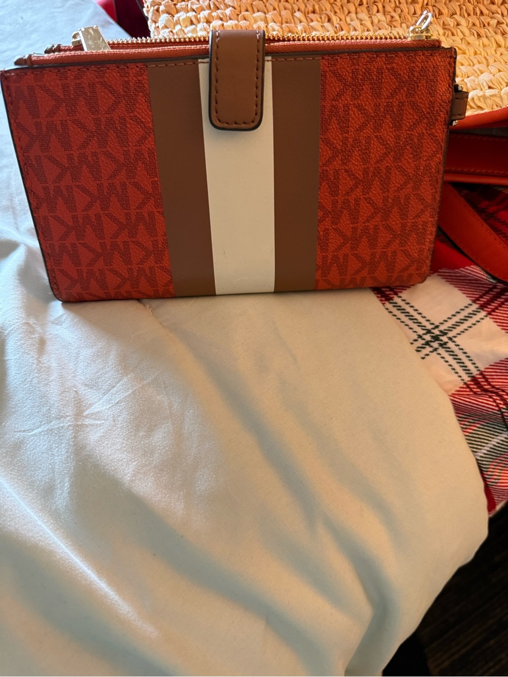 Women’s  Orange Stripe Crossbody Wallet - Modern Casual Carry